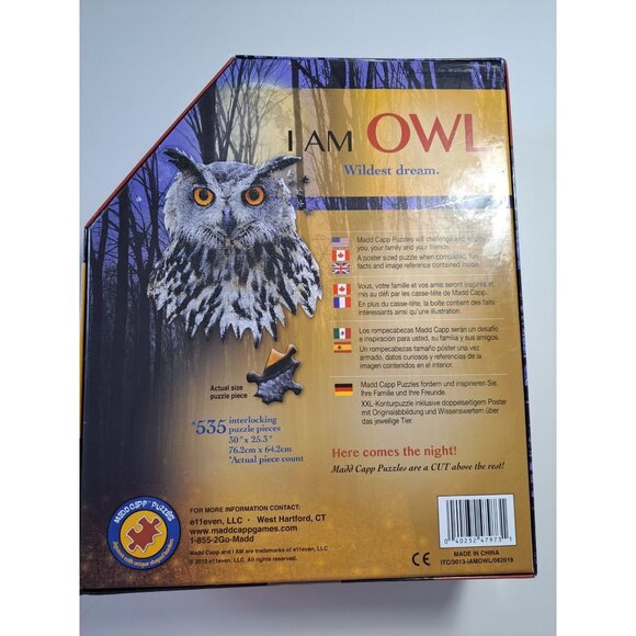 I Am Owl Head-Shaped 550-Piece Jigsaw Puzzle Poster Size  Madd Capp NEW - Picture 3 of 8